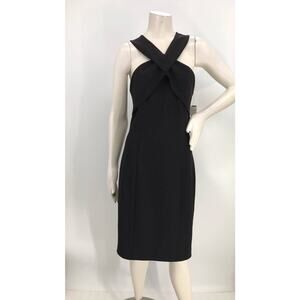 Cynthia Steffe Rich Black V-Neck Sheath Cocktail Dress Size 6